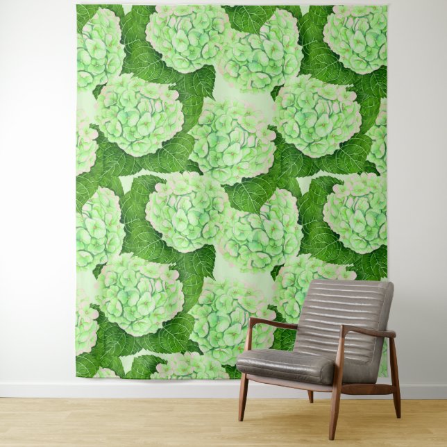 Tenture Motif d'aquarelle Hydrangea (En situation)