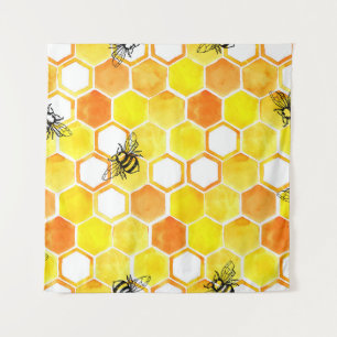 Tenture Motif d'aquarelle transparente avec peignes de mie