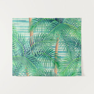 Tenture Motif d'art de feuilles de palmiers tropicaux