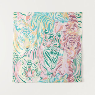 Tenture Motif d'art de Tiger couleur Pastel