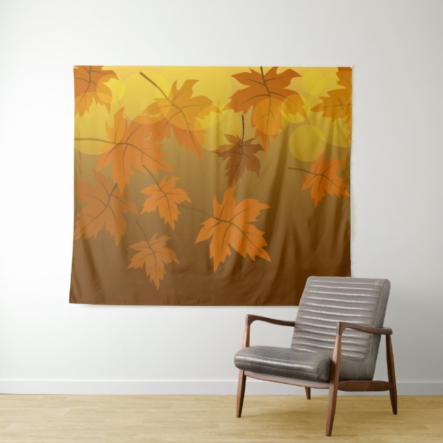 Tenture Motif d'automne avec feuilles d'érable en chute et (En situation (horizontale))