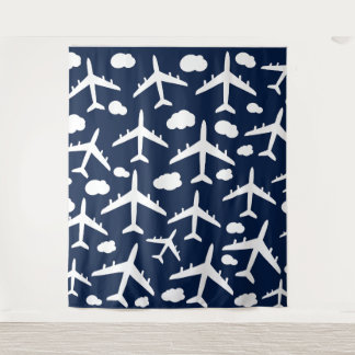 Tenture Motif d'avion volant bleu