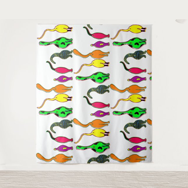 Tenture Motif de boutons de chats colorés (Devant)
