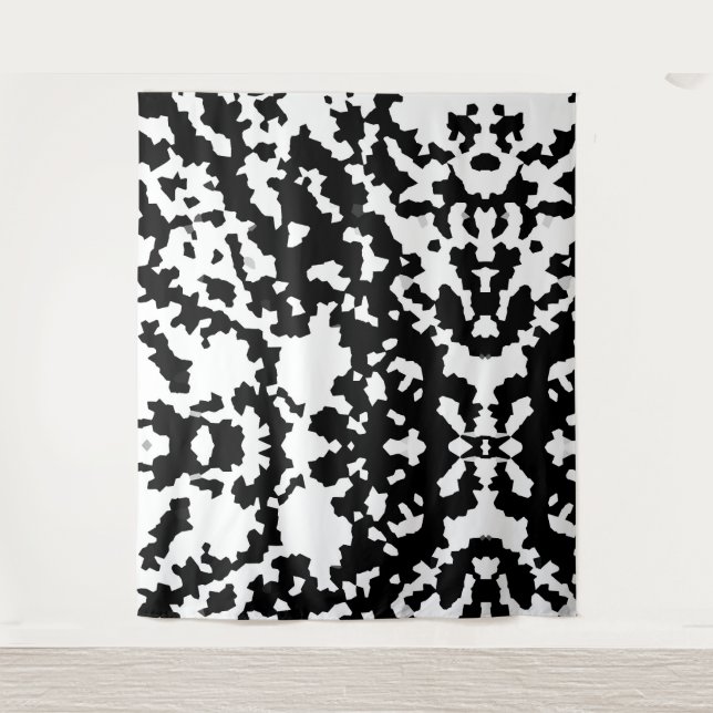 Tenture Motif de camouflage Abstrait noir et blanc (Devant)