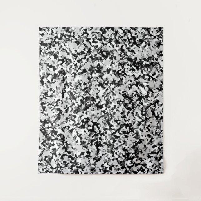 Tenture Motif de camouflage gris noir blanc arctique (Devant)