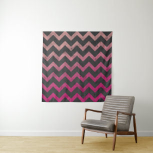 Tenture Motif de chevron gris foncé rose magenta