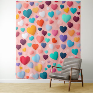 Tenture Motif de cœur multicolore