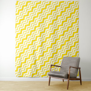 Tenture Motif de conception de zigzag chevron blanc jaune