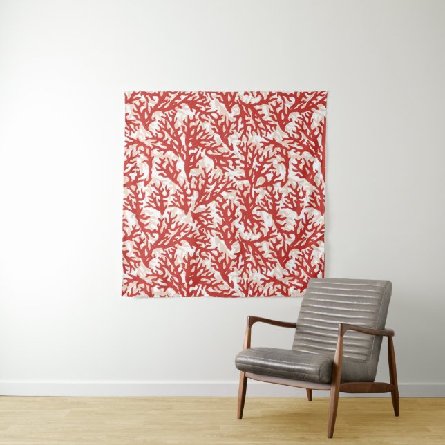 Tenture Motif de corail rouge (En situation (horizontale))