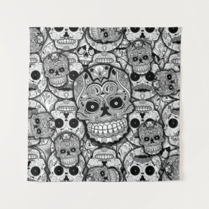 Tenture Motif de crânes de sucre