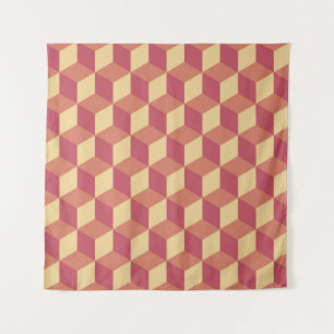 Tenture Motif de Cube rouge orange Abstrait