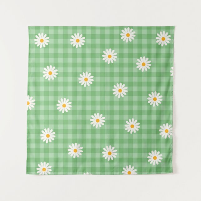 Tenture Motif de  de Fleur En vichy à carreaux verts (Devant)