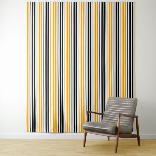 Tenture Motif de design à rayures jaunes noires et blanche