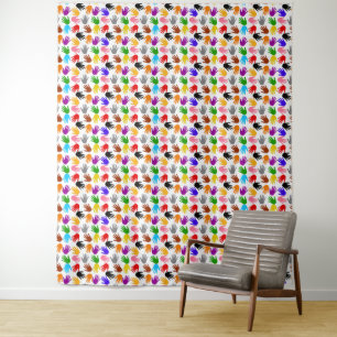 Tenture Motif de design empreinte de main colorée blanche 