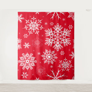 Tenture Motif de flocon de neige blanc rouge pour la joie