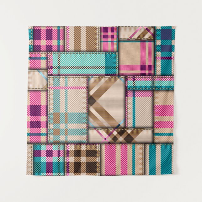 Tenture Motif de fond sans couture. Motif patchwork avec (Devant)