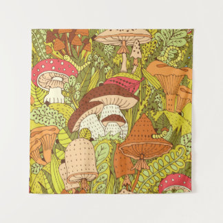 Tenture Motif de forêt dessiné à la main avec différents t