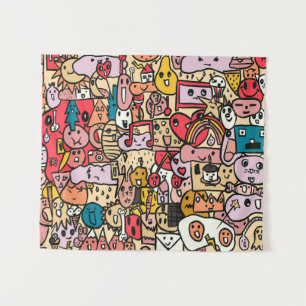 Tenture Motif de jeton de personnage de dessin