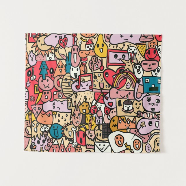 Tenture Motif de jeton de personnage de dessin (Devant (Horizontal))