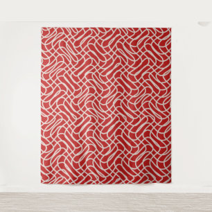 Tenture Motif De Ligne Abstraite Rouge Et Crème