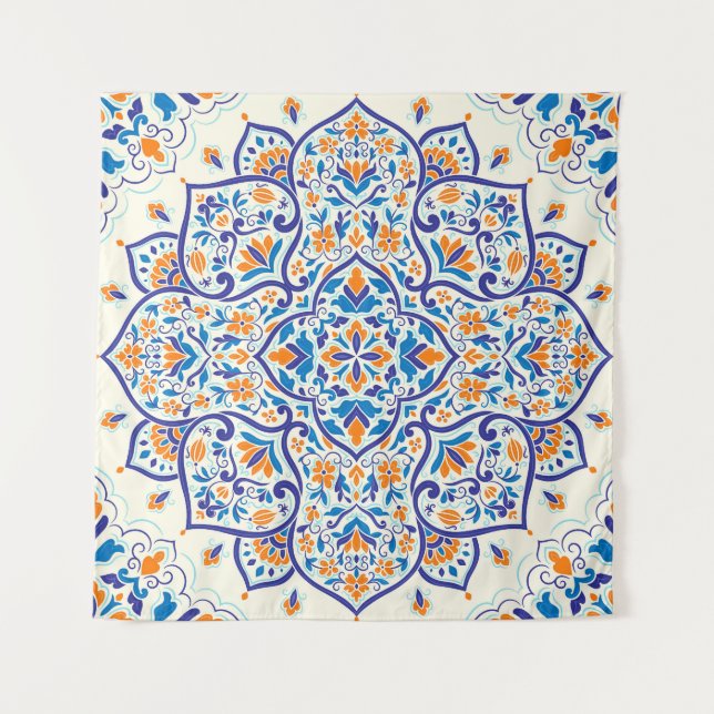 Tenture Motif de luxe Orange Blue Ornament (Devant)