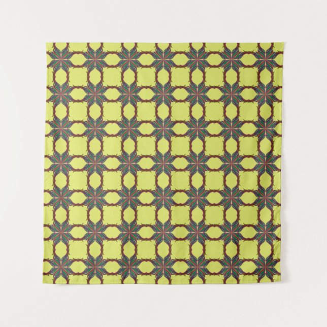 Tenture Motif de mandala psychédélique moderne jaune (Devant)