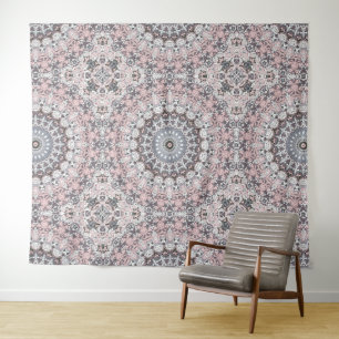 Tenture Motif de mandala rose gris et blanc