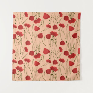 Tenture Motif de pavot sans couture sur fond beige