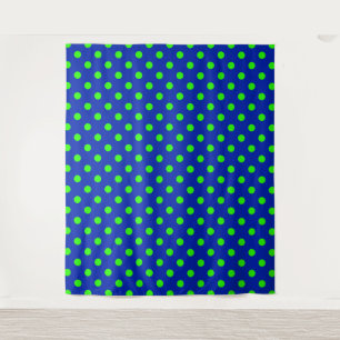 Tenture Motif de pois verts sur fond bleu