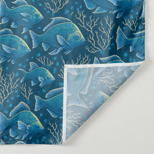 Tenture Motif de poissons bleus répétés