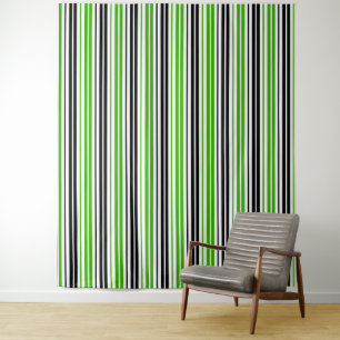 Tenture Motif de rayures vert noir blanc