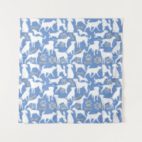Motif de silhouette de chien.Blanc.03 Lblue BG