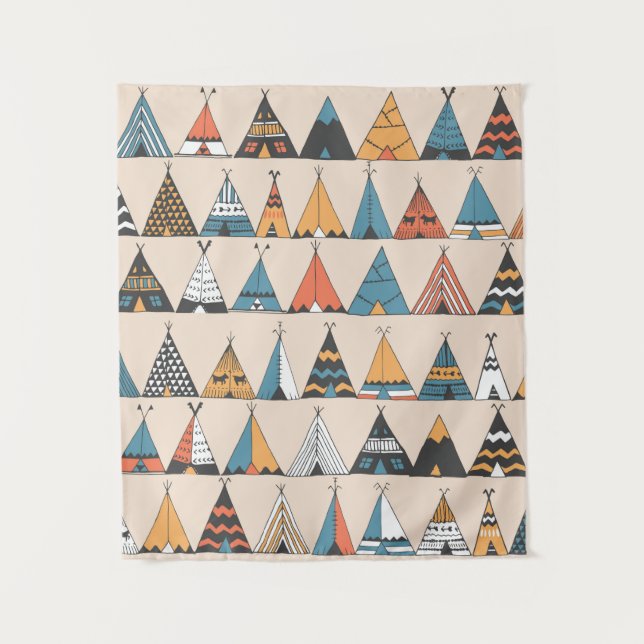 Tenture Motif de tipi. Tente d'été autochtone de Wigwam (Devant)
