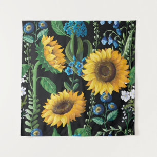 Tenture Motif de tournesol Arrière - plan noir