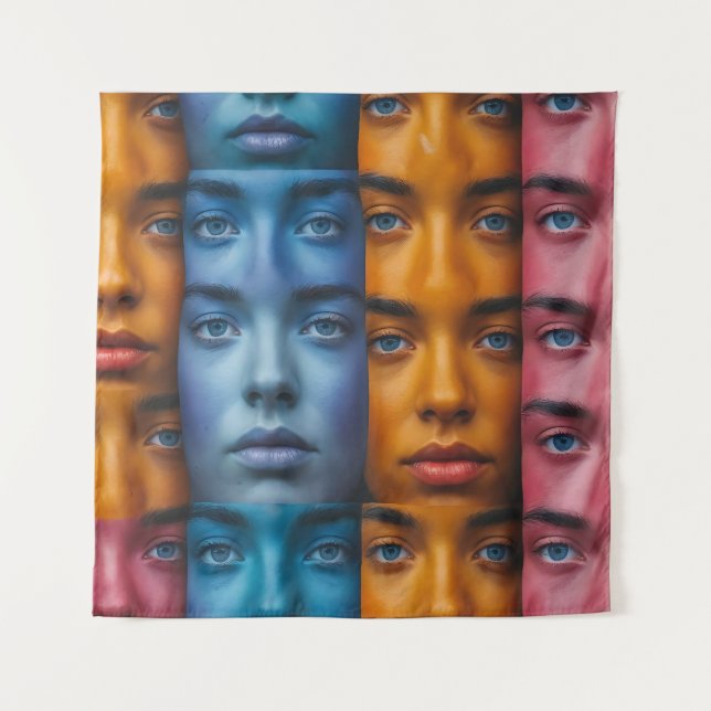 Tenture Motif des faces colorées (Devant)