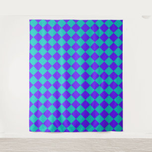 Tenture Motif diamant à carreaux sarcelle violet