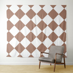 Tenture Motif diamant en blanc et Mocha Mousse
