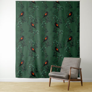 Tenture Motif d'oiseau-noir à ailes rouges
