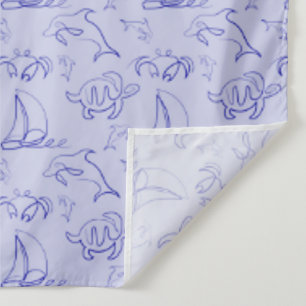 Tenture Motif d'une ligne d'animal marin et voilier