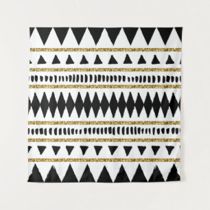 Tenture Motif ethnique Black Gold Parties scintillant