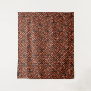 Tenture Motif ethnique marron beige monochrome.