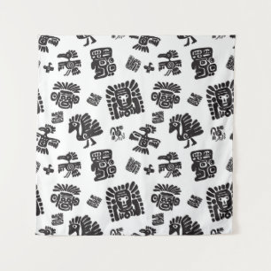 Tenture Motif ethnique noir maya