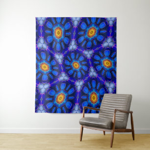 Tenture Motif Fleurs bleues Abstraites