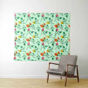 Tenture Motif floral avec fleurs roses colorées