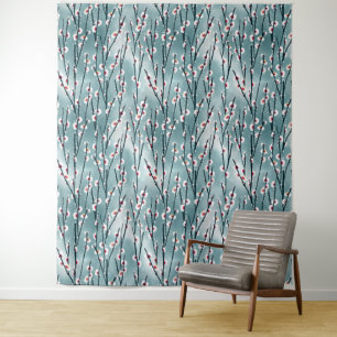 Tenture Motif floral de fleurs de prune de printemps
