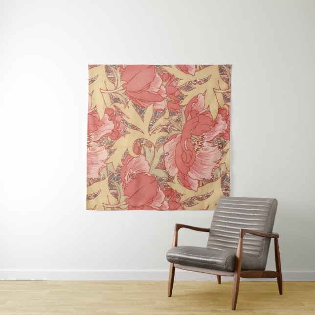 Tenture Motif floral de Nouveau d'art de pavots de William (En situation (horizontale))