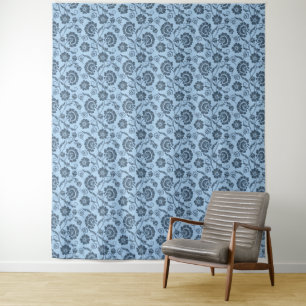Tenture Motif floral élégant sur fond bleu clair