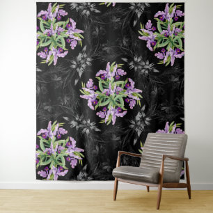Tenture Motif floral Monochrome Cornflowers Orchid