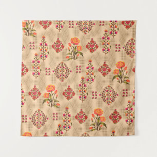 Tenture Motif floral mughal abstrait