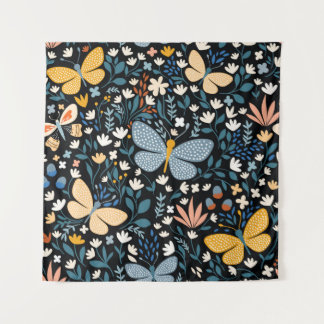 Tenture Motif floral sans soudure avec papillons, dessiner